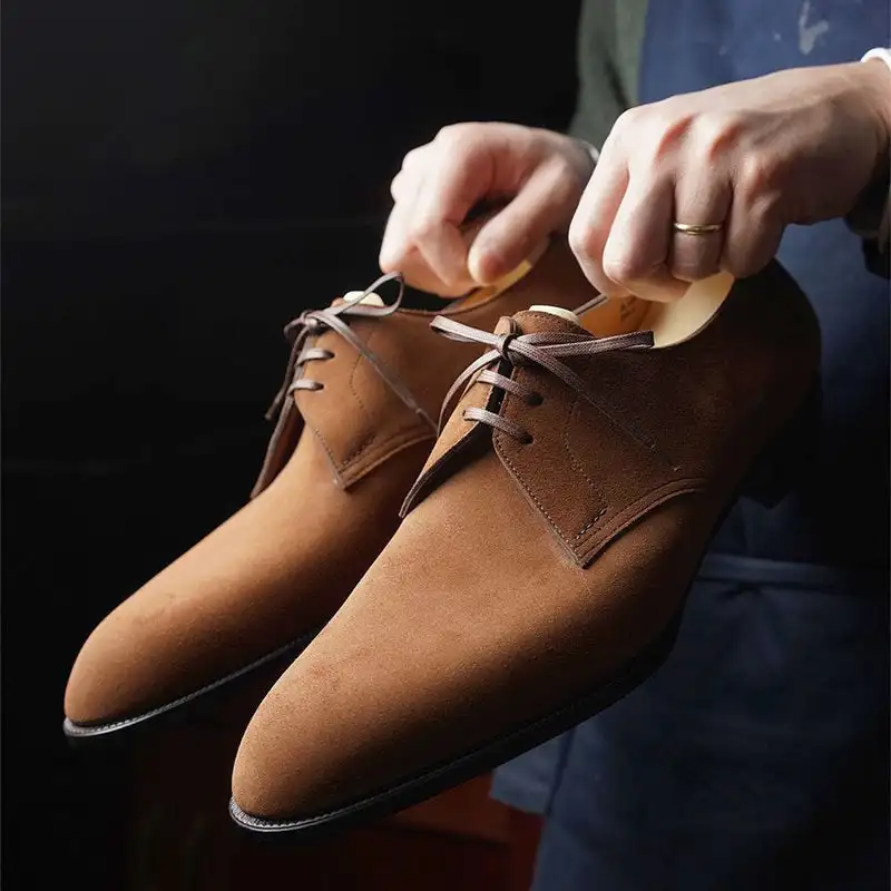 

Derby Shoes Men Shoes Faux Suede Solid Color Fashion Business Casual Everyday Classic Retro Wingtip Lace-up Dress Shoes CP155