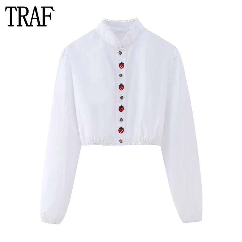 TRAF Strawberry Women Shirt White Button Up Shirt Woman Long Sleeve Crop Top Female Fashion Ruched Turtleneck Shirts for Women
TRAF Strawberry Women Shirt White Button Up Shirt Woman Long Sleeve Crop Top Female Fashion Ruched Turtleneck Shirts for Women