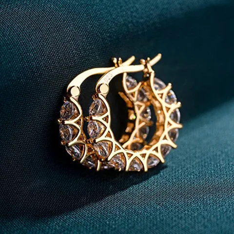 Женские серьги-кольца с фианитами, стильные ювелирные украшения для девушек и женщин, 2023