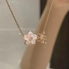 2023 New Fashion Trend Unique Design Elegant Delicate Zircon Cherry Blossom Women Necklace Women Jewelry Party Premium Gift