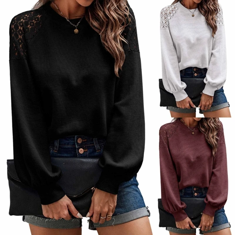Женщины вафли вязать рубашки CrewNeck с длинным рукавом случайные свободные блузки пуловер
Женщины вафли вязать рубашки CrewNeck с длинным рукавом случайные свободные блузки пуловер
