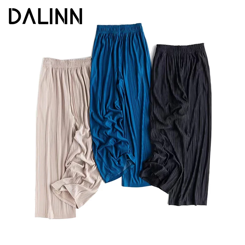 Woman Wide Leg Pants Elastic Waisted Casual Style Pleated Full Length Trousers 2023 Spring Summer Holiday Clothes DALINN
Woman Wide Leg Pants Elastic Waisted Casual Style Pleated Full Length Trousers 2023 Spring Summer Holiday Clothes DALINN