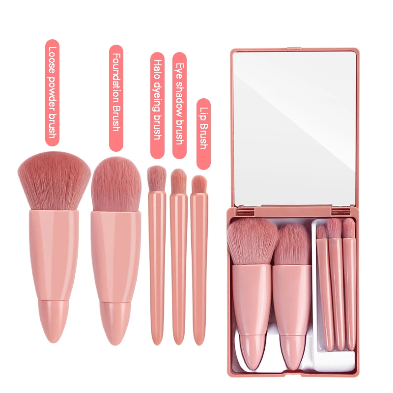 5pcs/set Portable Makeup Brush Set With Mirror Soft Eye Shadow Blush Brush Professional Beauty Tools Great Gifts For Women Girls 
5pcs/set Portable Makeup Brush Set With Mirror Soft Eye Shadow Blush Brush Professional Beauty Tools Great Gifts For Women Girls