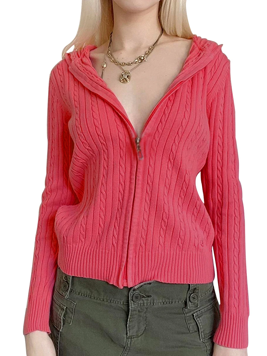 Women Zip Up Crochet Hoodies Jackets Pink Color Long Sleeve Ribbed Stretchy Casual Hooded Sweater
Women Zip Up Crochet Hoodies Jackets Pink Color Long Sleeve Ribbed Stretchy Casual Hooded Sweater