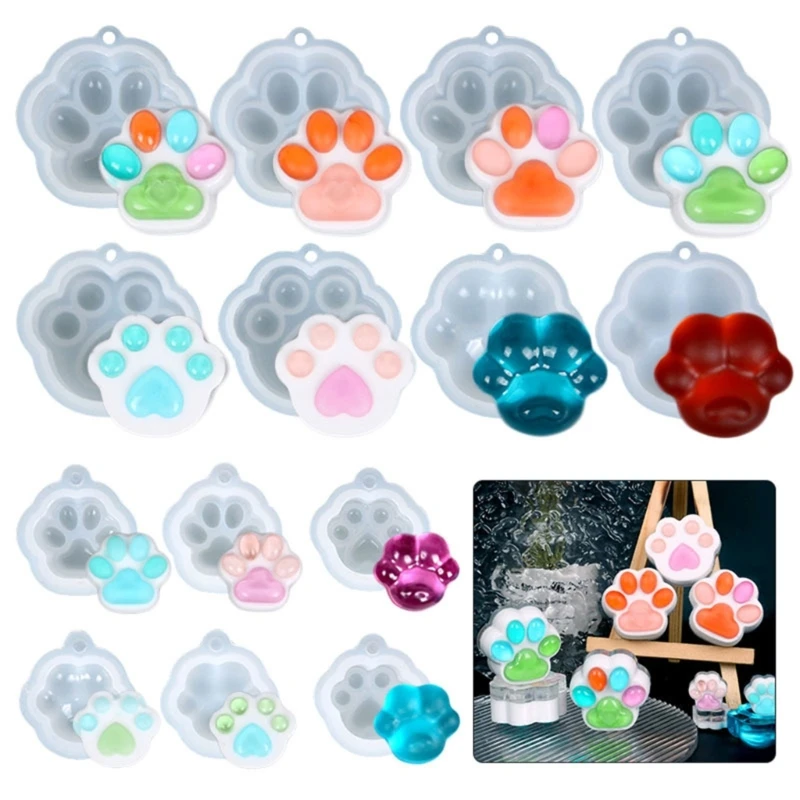 

14Pcs Little for CAT Paws Silicone Epoxy Mold DIY Keychain Pendant Jewelry Crafting Mould for Valentines Love Gift Craft