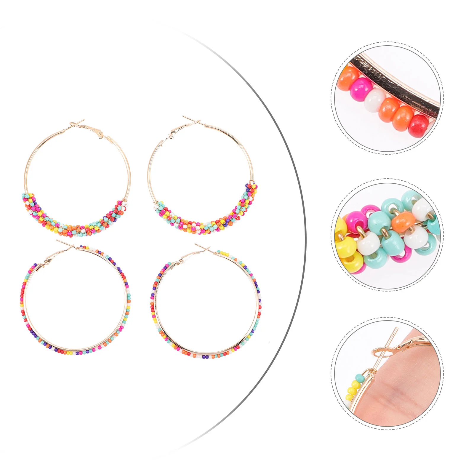 2 Pairs Beaded Earrings Rice Open Circle Round Pendant 5.2x4.8CM Handmade Dangle Beads Statement Drop
2 Pairs Beaded Earrings Rice Open Circle Round Pendant 5.2x4.8CM Handmade Dangle Beads Statement Drop
