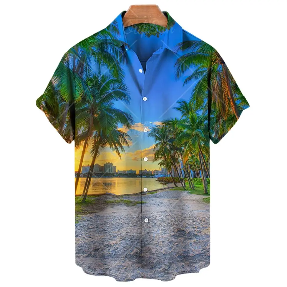 

2023 New Summer Men's Hawaiian Shirt Neutral Beach Style Fashion Casual Short Sleeve Comfortable Breathable Oversized Shirt