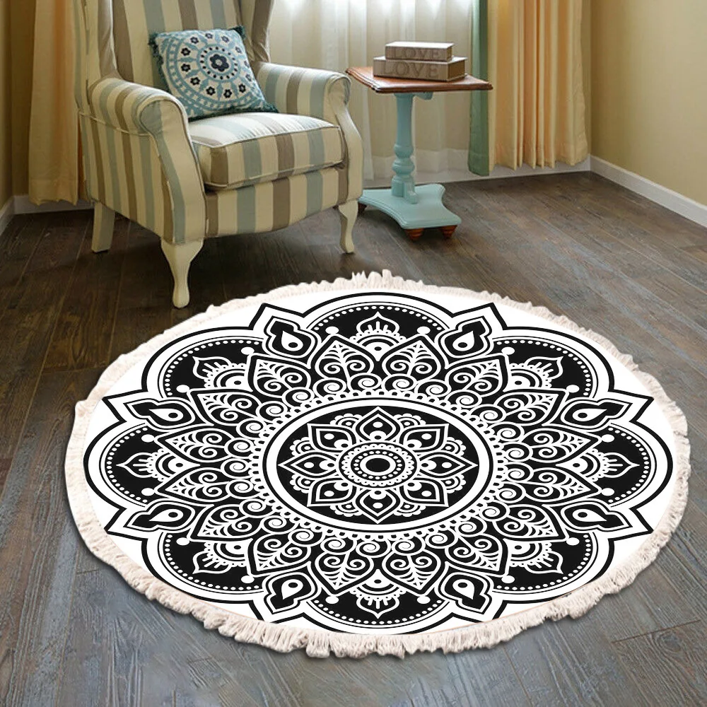 Retro Boho Round Carpet With Tassel Fitting Living Room Home Decor Bedroom Woven Cotton Linen Bedside Persian Rug Door Floor Mat
Retro Boho Round Carpet With Tassel Fitting Living Room Home Decor Bedroom Woven Cotton Linen Bedside Persian Rug Door Floor Mat