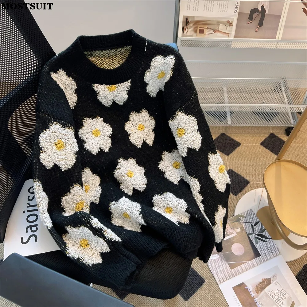 Daisy Jacquard Knitted Sweater Women Fashion Casual Loose Ladies Pullover Tops Long Sleeve O-neck Stylish Chic Jumpers Knitwear
Daisy Jacquard Knitted Sweater Women Fashion Casual Loose Ladies Pullover Tops Long Sleeve O-neck Stylish Chic Jumpers Knitwear