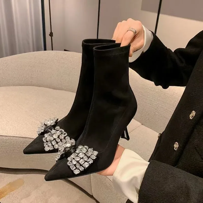 SLTNX Spring and Autumn Pointed Thin Heels with Small Short Boots Women's Socks Boots Elastic Single Boots Mid-heel Slim Boots
SLTNX Spring and Autumn Pointed Thin Heels with Small Short Boots Women's Socks Boots Elastic Single Boots Mid-heel Slim Boots