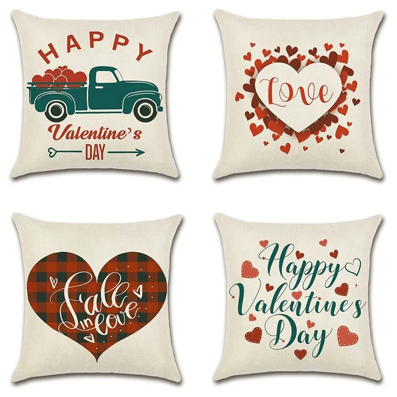 Valentines Day Pillow Covers 18X18 Set of 4 Valentines Day Decorations Farmhouse Throw Pillows for Home Decor
Valentines Day Pillow Covers 18X18 Set of 4 Valentines Day Decorations Farmhouse Throw Pillows for Home Decor
