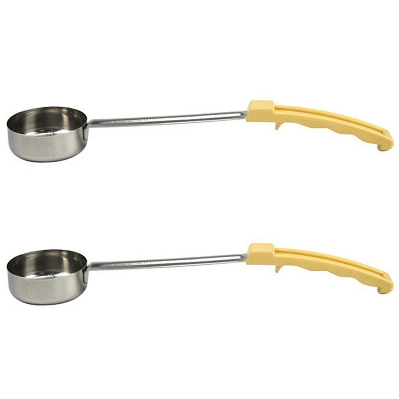 

2X Pizza Spread Sauce Ladle Rubber Handle Flat Bottom Kitchen Cooking Spoon Stainless Steel Measuring Stir Soup Spoon