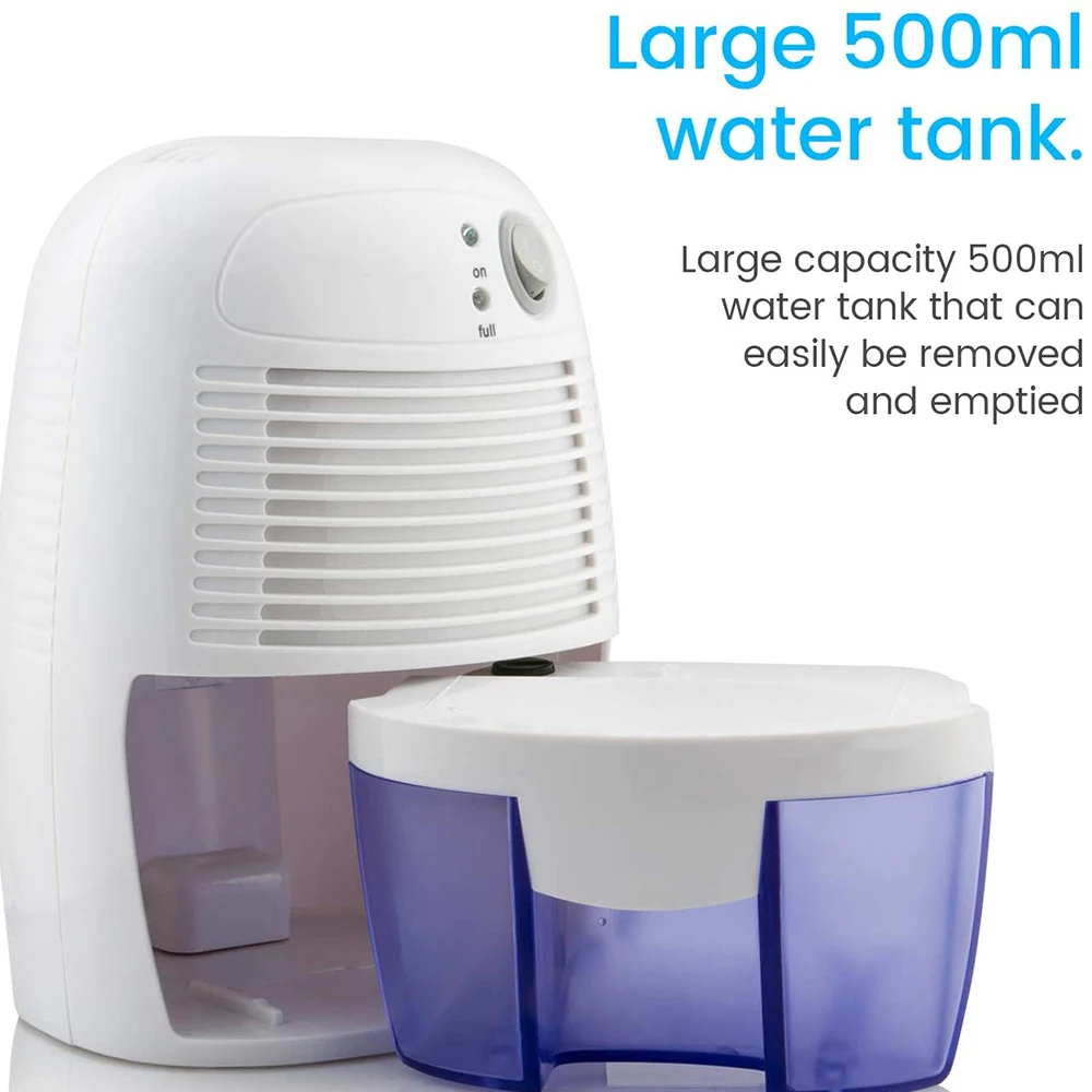 

Mini Dehumidifier for Home Portable 500ml Moisture Absorbing Air Dryer with Auto-off LED indicator Purifier Home Appliance