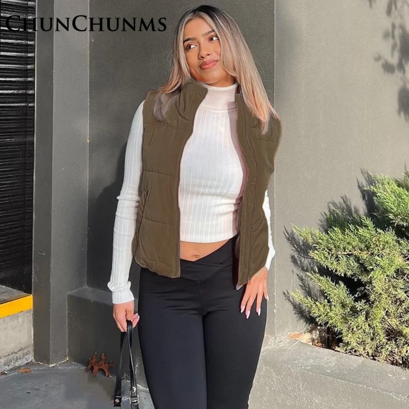 Winter Warm Cotton Padded Waistcoat Sleeveless Jacket Women Elastic Zipper Stand Collar Coat Pocket Casual Loose Parkas 2023
Winter Warm Cotton Padded Waistcoat Sleeveless Jacket Women Elastic Zipper Stand Collar Coat Pocket Casual Loose Parkas 2023