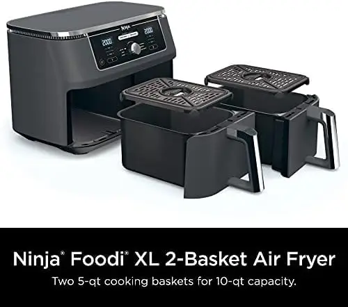 Foodi 10 Quart 6-in-1 DualZone XL 2-Basket Air Fryer with 2 Independent Frying Baskets, Match Cook & Smart Finish to Roast, Fre
Foodi 10 Quart 6-in-1 DualZone XL 2-Basket Air Fryer with 2 Independent Frying Baskets, Match Cook & Smart Finish to Roast, Fre
