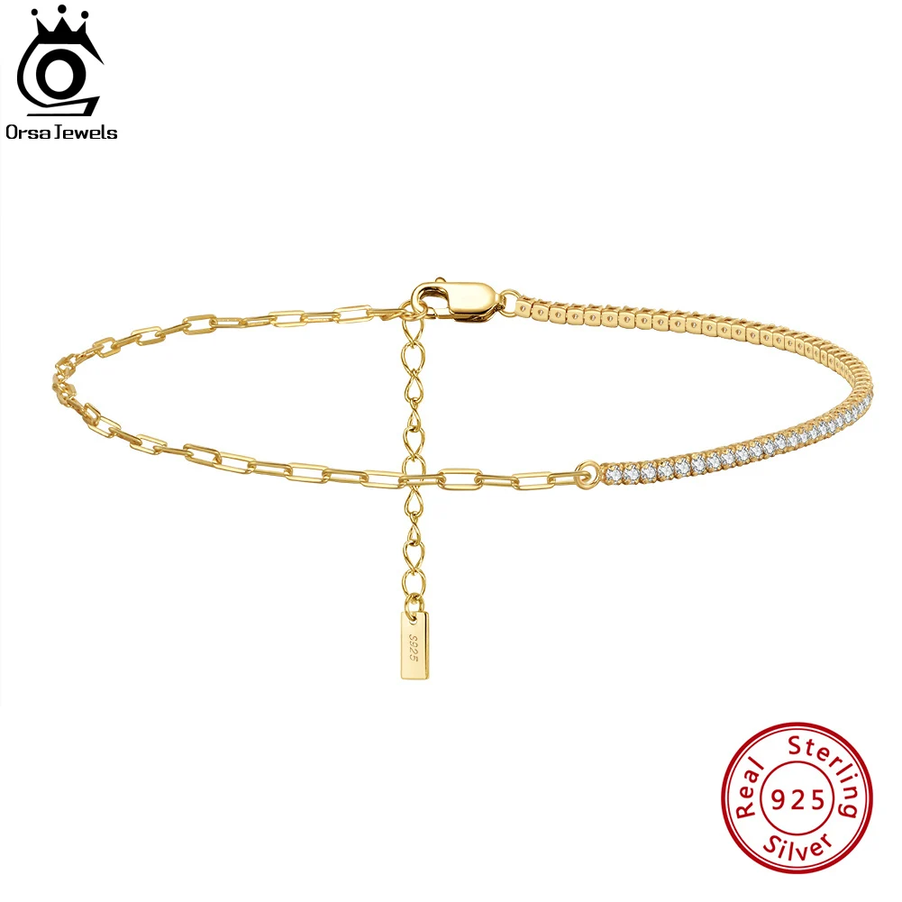ORSA JEWELS Paperclip Chains Tennis Anklets for Women Silver 925 Summer Fashion Cubic Zirconia Foot Chain Gold Jewelry SA21
ORSA JEWELS Paperclip Chains Tennis Anklets for Women Silver 925 Summer Fashion Cubic Zirconia Foot Chain Gold Jewelry SA21
