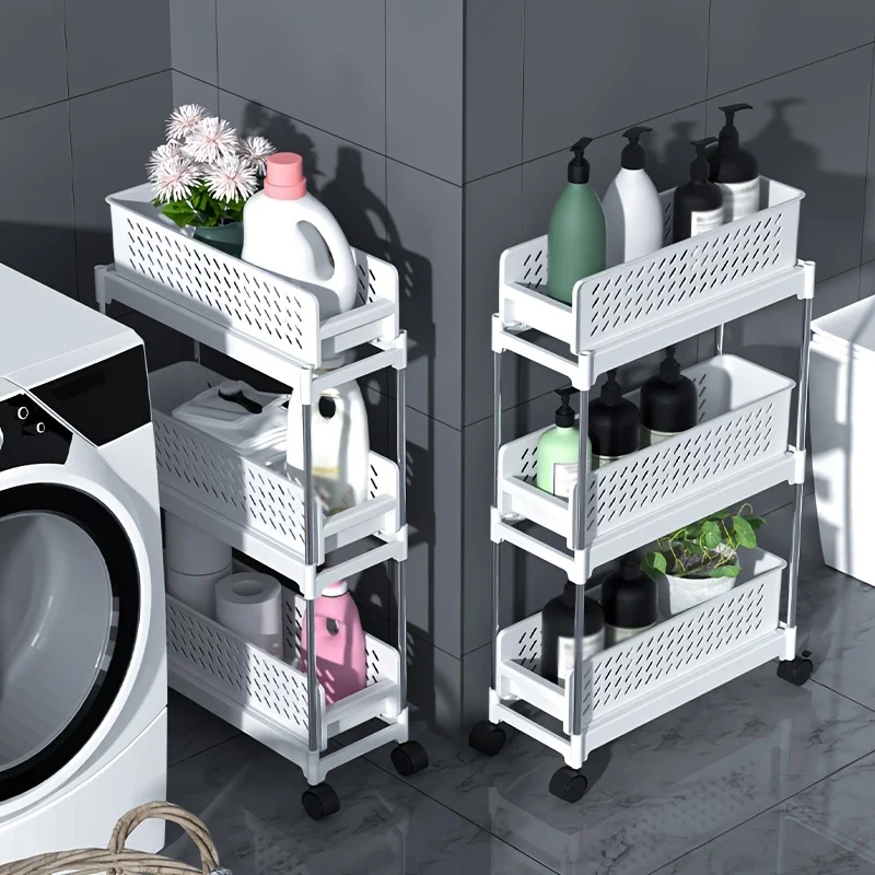 Kitchen Shelf Trolley Bathroom Cracked Pull Shelf Bathroom Floor Multi-layer Storage Storage Rack 
Kitchen Shelf Trolley Bathroom Cracked Pull Shelf Bathroom Floor Multi-layer Storage Storage Rack