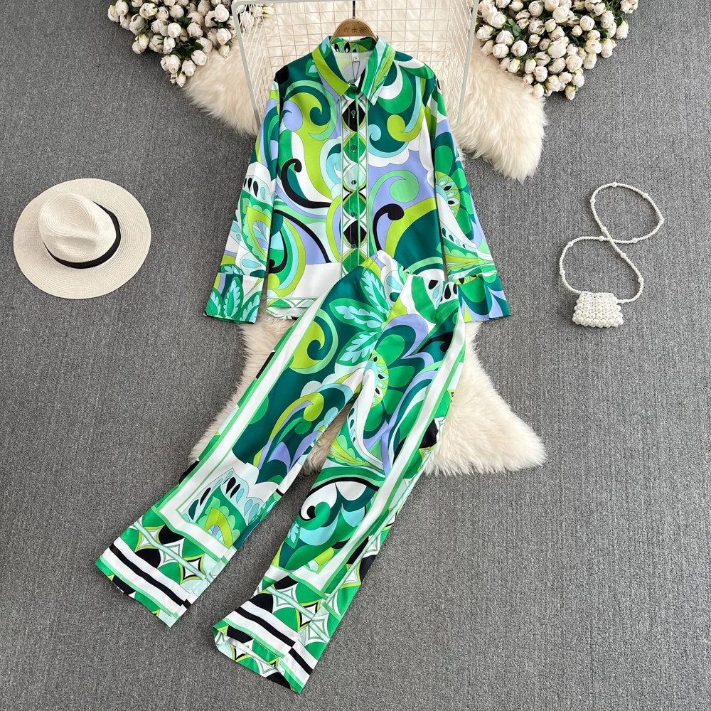 VANOVICH Fashion European and American Casual Loose Print Single-breasted Shirt High Waist Straight Long Pants Two-piece Set
VANOVICH Fashion European and American Casual Loose Print Single-breasted Shirt High Waist Straight Long Pants Two-piece Set