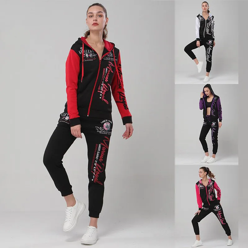 Spring Autumn Winter Ladies Colorblock Sportswear English Print Jogging Casual Suit
Spring Autumn Winter Ladies Colorblock Sportswear English Print Jogging Casual Suit