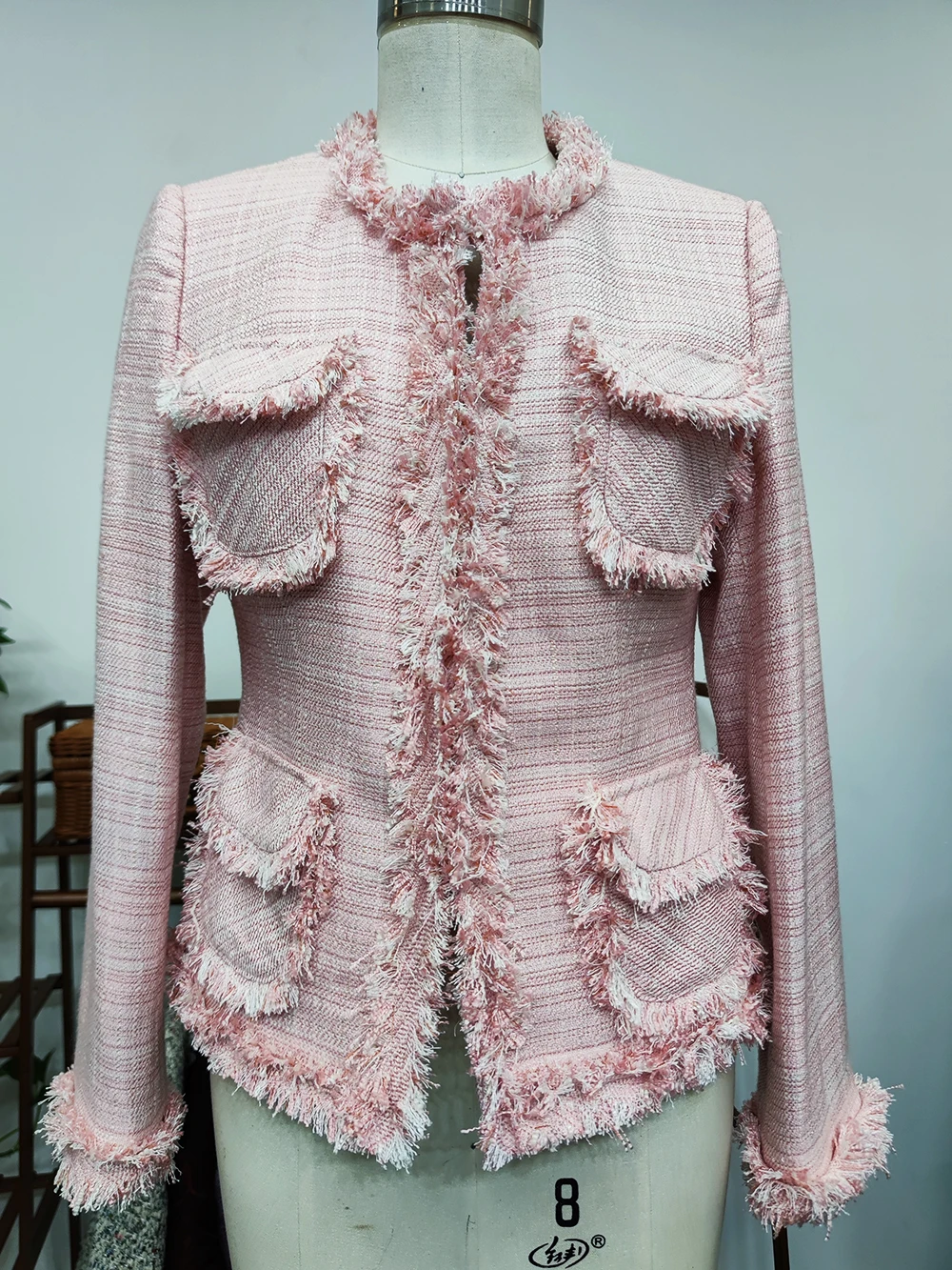 Tailor Store Customize Pink Color Short Jacket Women Tweed Braided Edge Jacket For Women
Tailor Store Customize Pink Color Short Jacket Women Tweed Braided Edge Jacket For Women