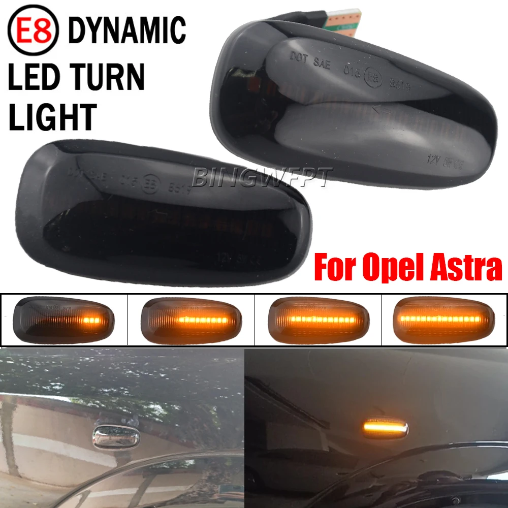 

2 шт., светодиодный динамический поворотный сигнал, фонарь для Opel Zafira A 1999-2005, для Astra G 1998-2009, боковой габаритный фонарь, последовательный свет