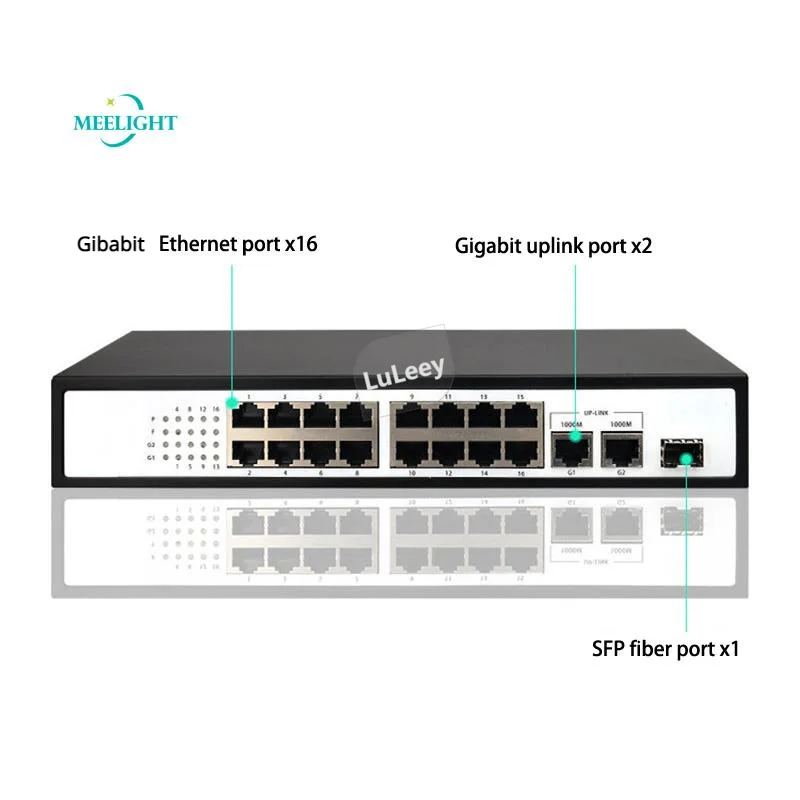 Full Gigabit 16 POE Switch high-power POE Switch security monitoring 16 Gigabit ports, 2 Gigabit on-port, 1Fiber port
Full Gigabit 16 POE Switch high-power POE Switch security monitoring 16 Gigabit ports, 2 Gigabit on-port, 1Fiber port