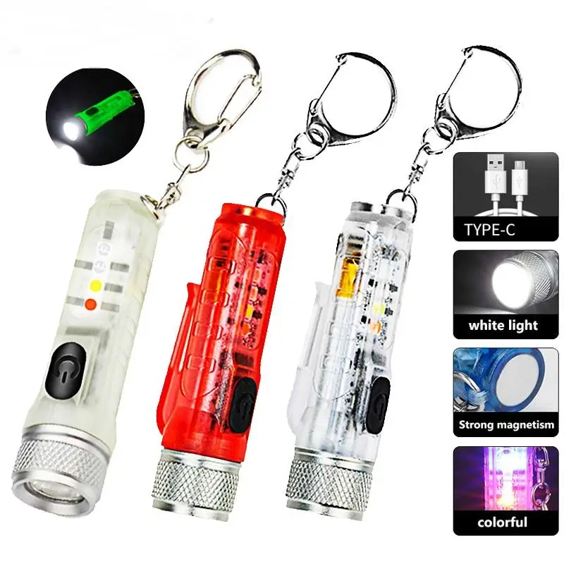 Mini Keychain Flashlight TYPE-C Fast Charging Red, Blue And Purple Light Strong Magnetic Warning Lantern Self Defense Llight
Mini Keychain Flashlight TYPE-C Fast Charging Red, Blue And Purple Light Strong Magnetic Warning Lantern Self Defense Llight