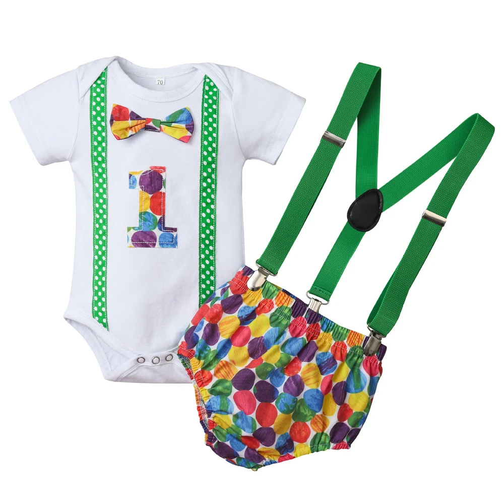 

Baby Clothes Boys 1st Birthday Outfit for Cake Smash Cotton 1 Year Old Boy Set Summer Romper PP Shorts