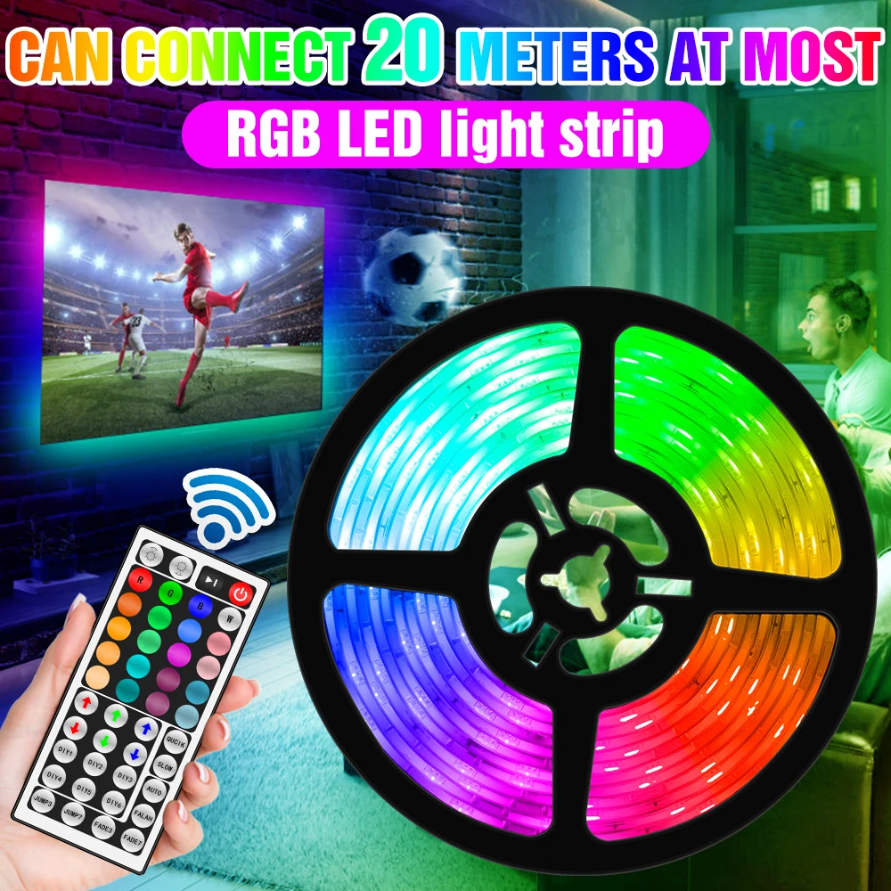 12V RGB LED Lights Strips TV Desktop BackLight Flexible Lamp Tape For Home Living Room Decor Diode IR Control Dimming Neon Light 
12V RGB LED Lights Strips TV Desktop BackLight Flexible Lamp Tape For Home Living Room Decor Diode IR Control Dimming Neon Light