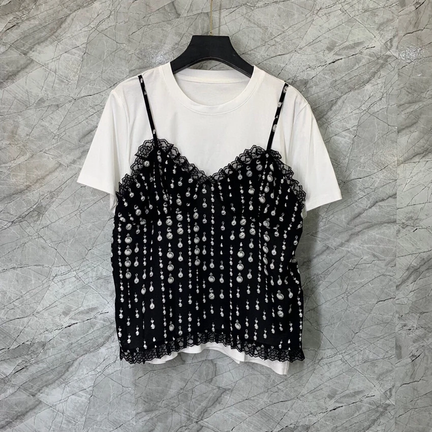 2023 new women fashion short sleeve casual spot stitching fake two pieces suspender loose t-shirt top 0528
2023 new women fashion short sleeve casual spot stitching fake two pieces suspender loose t-shirt top 0528