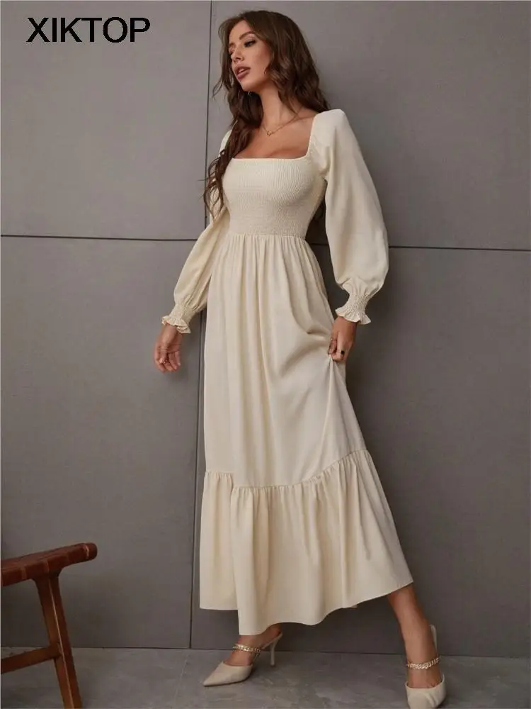 Xiktop Summer Pullover Square Collar Long Sleeve High Waist Tight Temperament Commuter Dress Female 2023 Peplum Edge Dresses
Xiktop Summer Pullover Square Collar Long Sleeve High Waist Tight Temperament Commuter Dress Female 2023 Peplum Edge Dresses