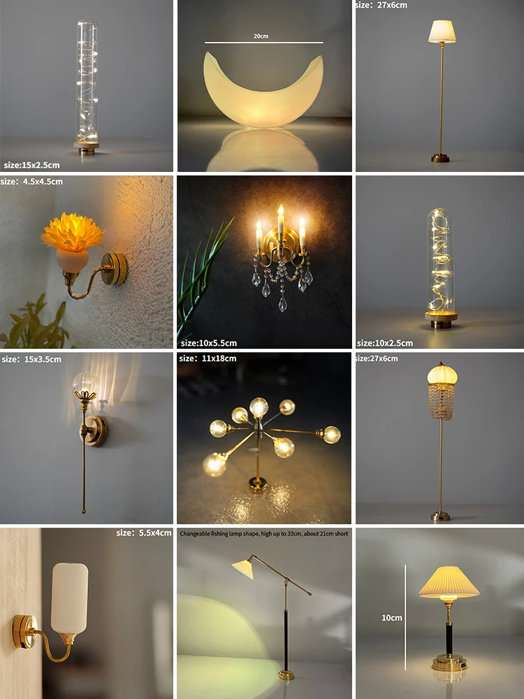Dollhouse Mini pendant lights Accessories Mini Floor lamp Crystal lamp holder miniature wall lamp miniature bedroom accessories 
Dollhouse Mini pendant lights Accessories Mini Floor lamp Crystal lamp holder miniature wall lamp miniature bedroom accessories
