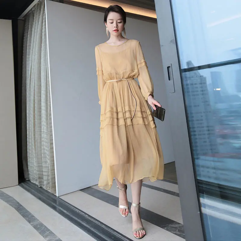 Chic Korean Clothes Design Spring Womens O-Neck Elegant Lady Retro Vintage Long Dress Party Clothing Office Lady Dresses
Chic Korean Clothes Design Spring Womens O-Neck Elegant Lady Retro Vintage Long Dress Party Clothing Office Lady Dresses