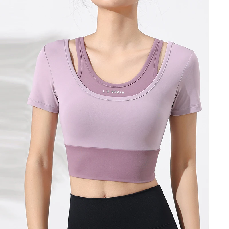 Style One-piece Sports Fitness Top with Chest Pad Women's Slim Running Yoga Underwear Short-sleeved Top Sport Bra Free Shipping
Style One-piece Sports Fitness Top with Chest Pad Women's Slim Running Yoga Underwear Short-sleeved Top Sport Bra Free Shipping