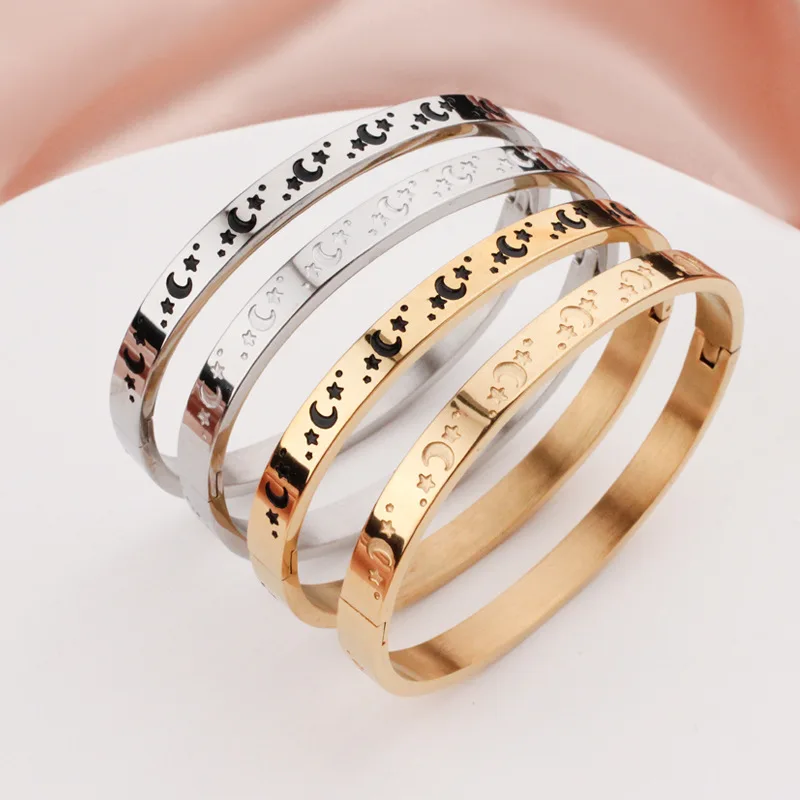 Christian Titanium Steel Women's Bracelets Star Moon Fashion Kpop Jewelry Turkish Luxury Bangle Female Gift 2022 New Arrival
Christian Titanium Steel Women's Bracelets Star Moon Fashion Kpop Jewelry Turkish Luxury Bangle Female Gift 2022 New Arrival