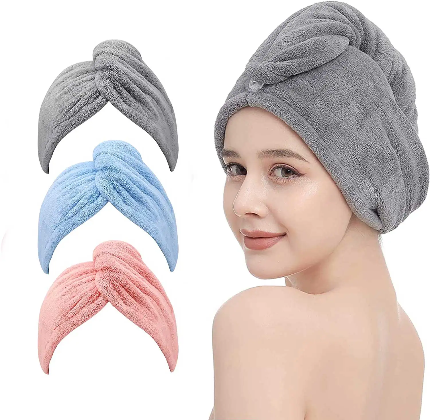 

Hair Hair Hair, Turban Towels Wrap Ultra Soft, Fast Wet Drying Wrap Women Curly Absorbent, No Hair Microfiber Frizz Towel For