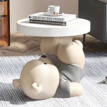 Vigorous Bear Statue Side Table Designer Simple Animal Free Shipping Coffee Tables Night Floor Basse De Salon Home Furniture