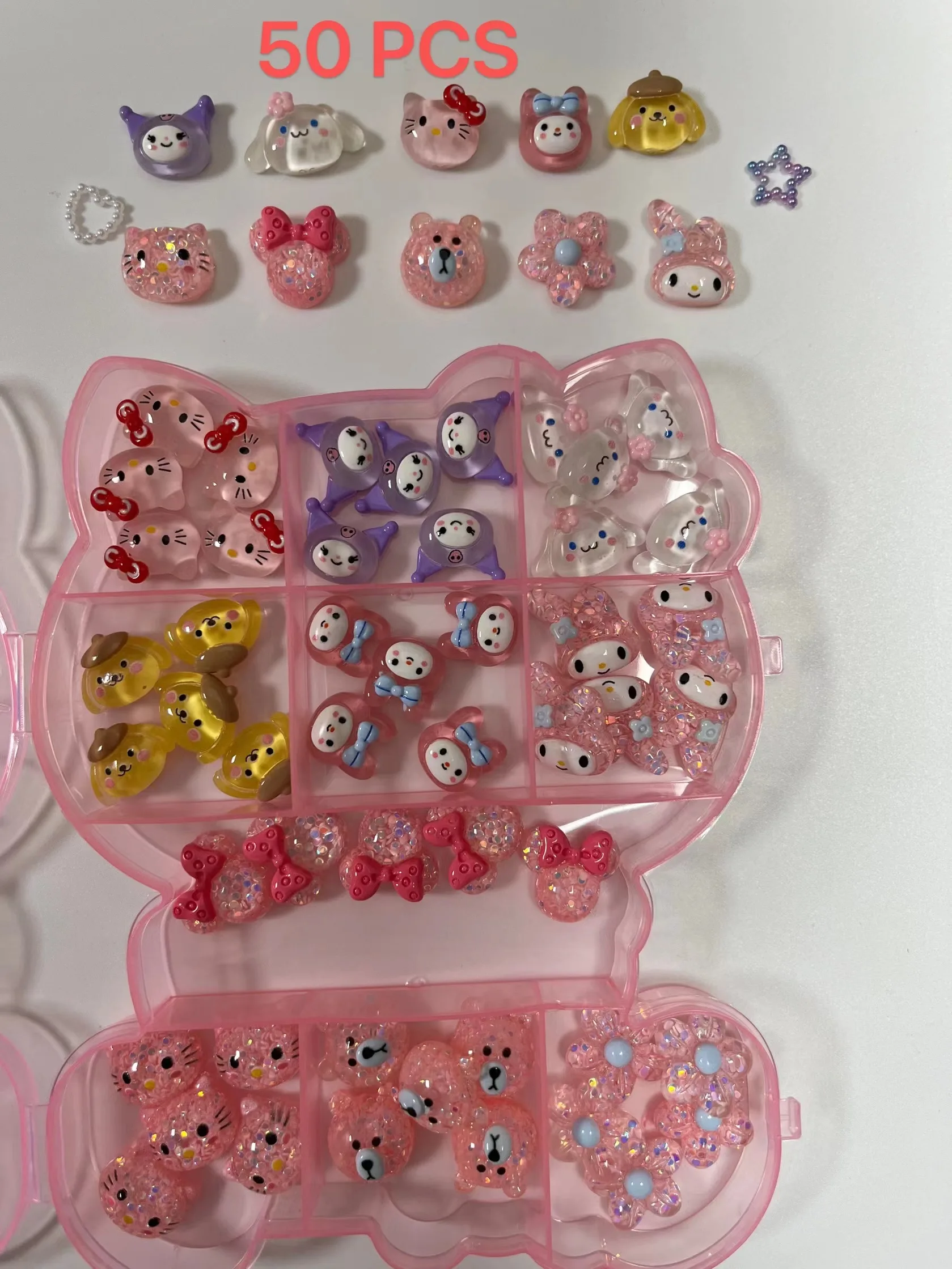 50Pcs Kawaii Mix Sanrio Bear Medium To Large Resin Cartoon Jewelry Decorations Big Kitty Cat Kuromis Charms For Long Nails Art
50Pcs Kawaii Mix Sanrio Bear Medium To Large Resin Cartoon Jewelry Decorations Big Kitty Cat Kuromis Charms For Long Nails Art