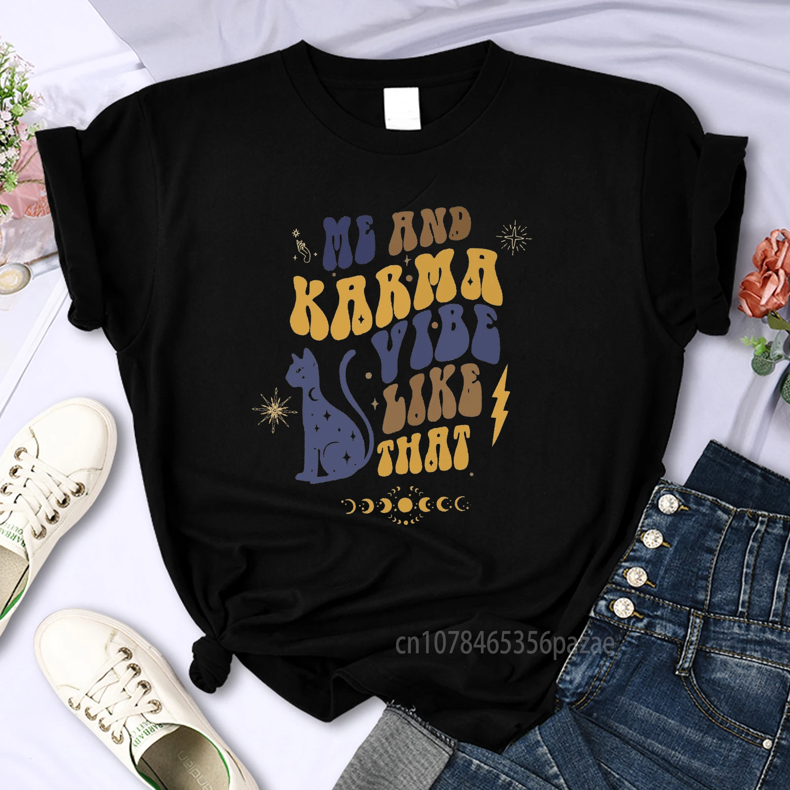 Me And Karma Vibe Like That T-shirt Women Oversize Fashion Album Song Lyrics Classic Tops Summer New Cotton Cat Luxury Brand Tee
Me And Karma Vibe Like That T-shirt Women Oversize Fashion Album Song Lyrics Classic Tops Summer New Cotton Cat Luxury Brand Tee