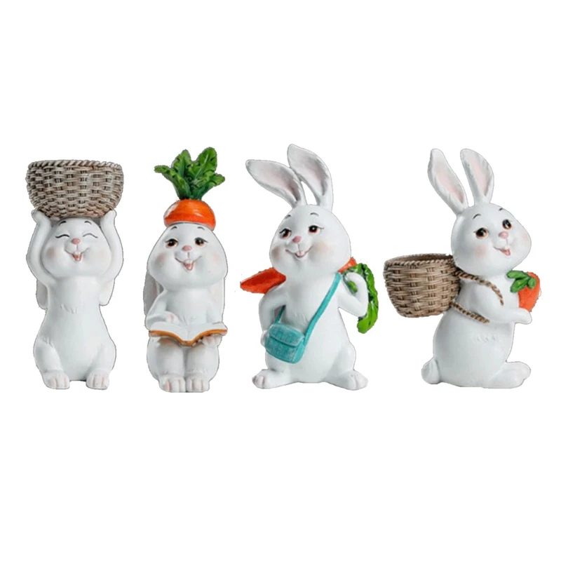 Easter Bunny Figurines 4Pcs Resin Rabbit with Basket Carrot Ornament for Outdoor Garden Yard Home Desktop Decoration Miniature
Easter Bunny Figurines 4Pcs Resin Rabbit with Basket Carrot Ornament for Outdoor Garden Yard Home Desktop Decoration Miniature