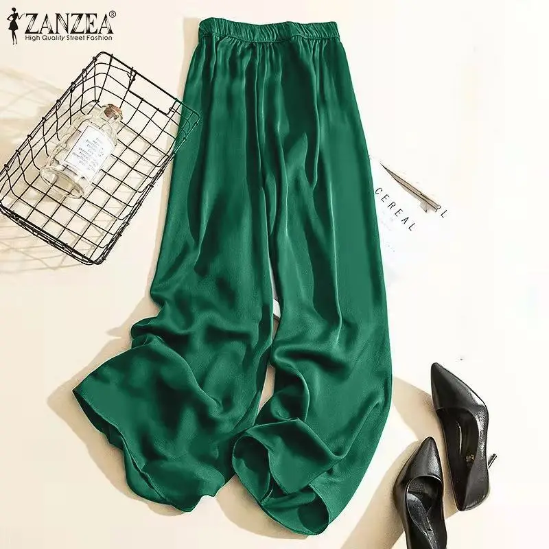 ZANZEA 2022 Spring High Waist Solid Long Trousers Elegant Women Silk Stain Wide Leg Pants Casual Loose OL Work Palazzo Pants
ZANZEA 2022 Spring High Waist Solid Long Trousers Elegant Women Silk Stain Wide Leg Pants Casual Loose OL Work Palazzo Pants