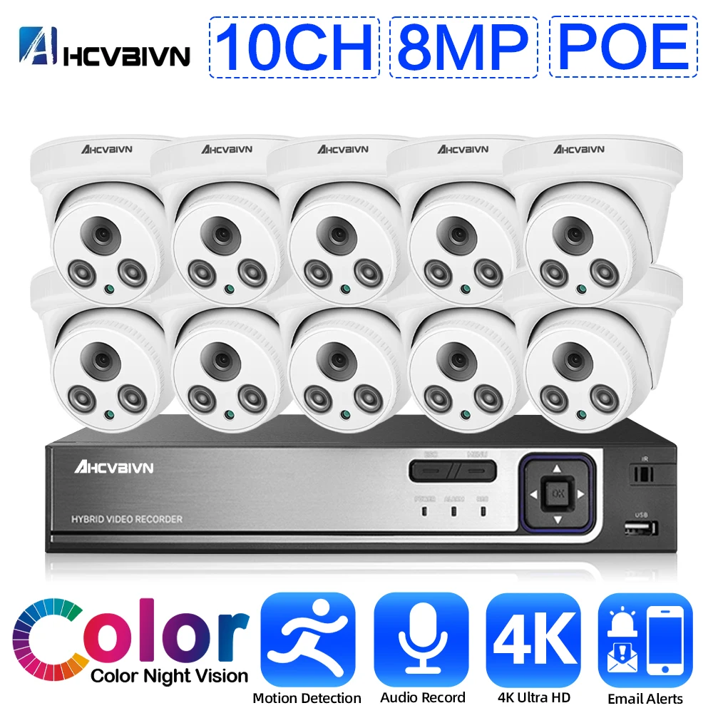 H.265+ 8CH 10CH 4K POE NVR Kit 8MP Audio Outdoor indoor Colorful Night IP Camera CCTV Video Surveillance Security Camera System
H.265+ 8CH 10CH 4K POE NVR Kit 8MP Audio Outdoor indoor Colorful Night IP Camera CCTV Video Surveillance Security Camera System