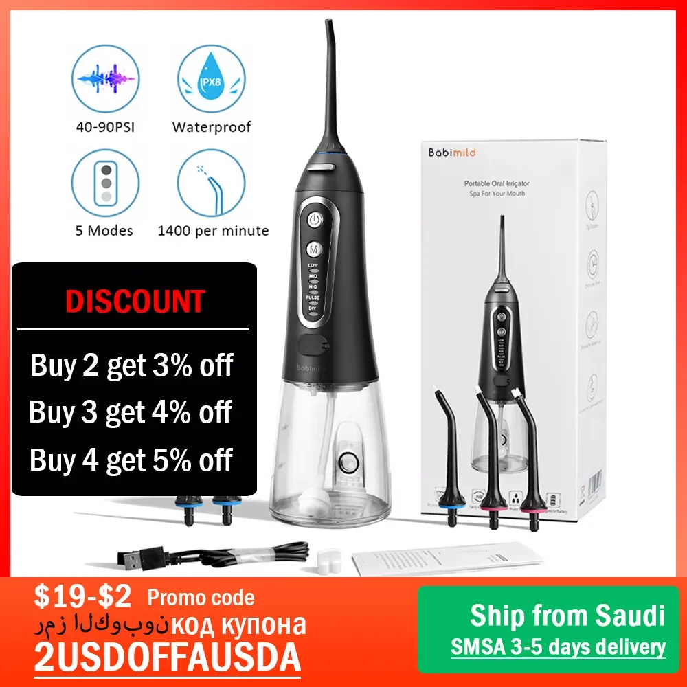 AUSDA Oral Irrigator USB Dental Water Jet 300ML Waterproof Water Flosser Irrigator Dental Floss Teeth Whitening Cleaner 6 Nozzle 
AUSDA Oral Irrigator USB Dental Water Jet 300ML Waterproof Water Flosser Irrigator Dental Floss Teeth Whitening Cleaner 6 Nozzle