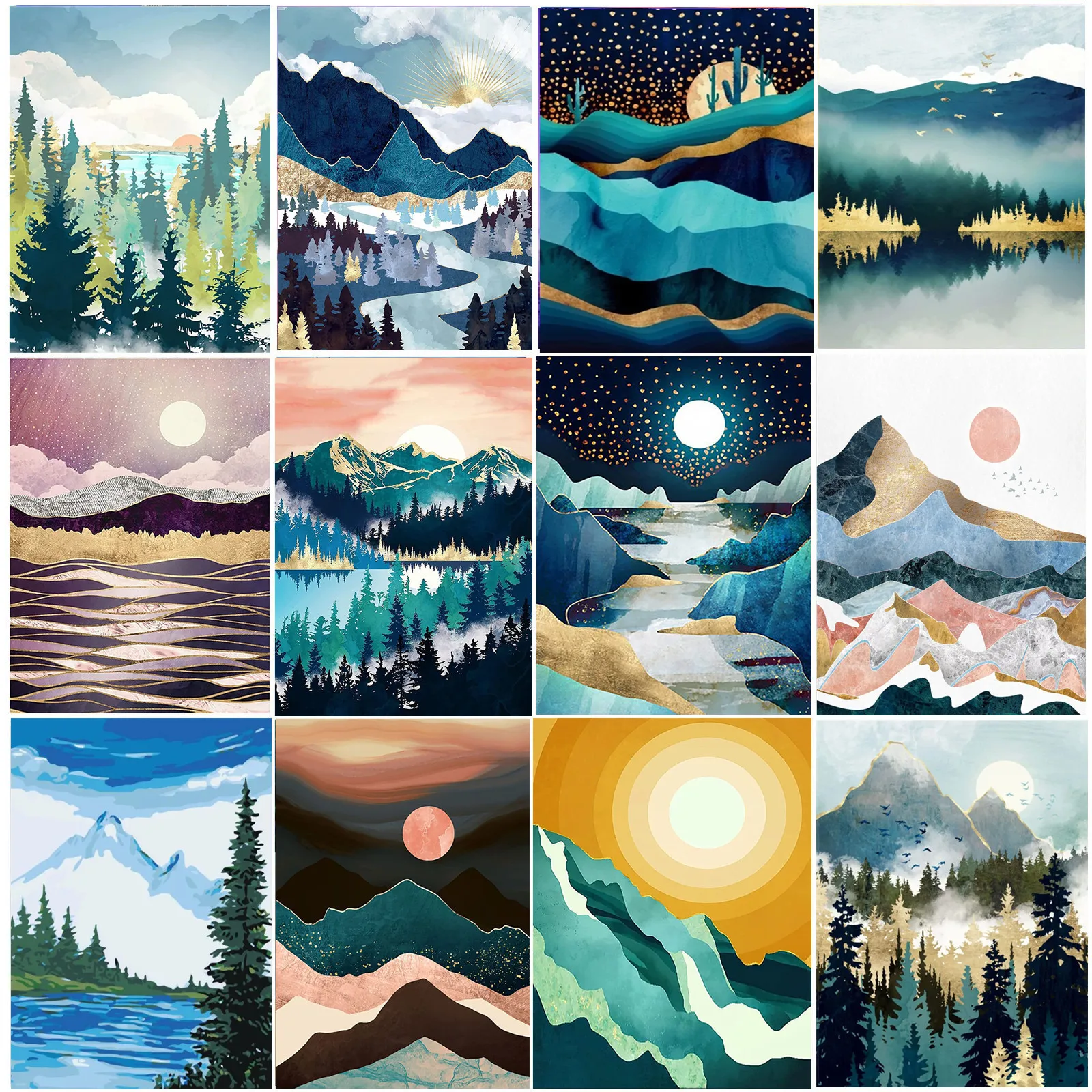 

5D diamond painting scenery moon starry sky full of diamond scenery sunset forest diy cross stitch decorative painting