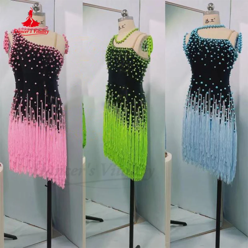 Latin Dance Competition Dress Costume Customsized for Adult Rumba Chacha Tango Pearl Performance Clothing Child Latin Dresses
Latin Dance Competition Dress Costume Customsized for Adult Rumba Chacha Tango Pearl Performance Clothing Child Latin Dresses