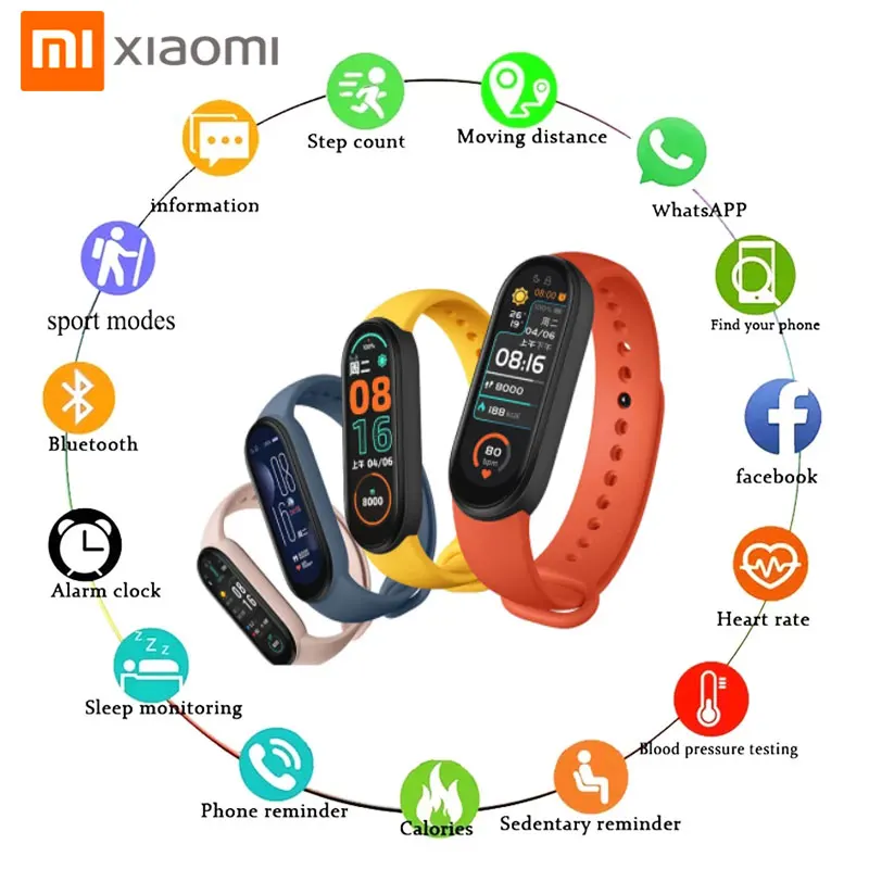 

New Xiaomi Mi Band 6 NFC Smart Bracelet 1.56" AMOLED Blood Oxygen Fitness Traker Heart Rate Bluetooth Waterproof Band6 NFC