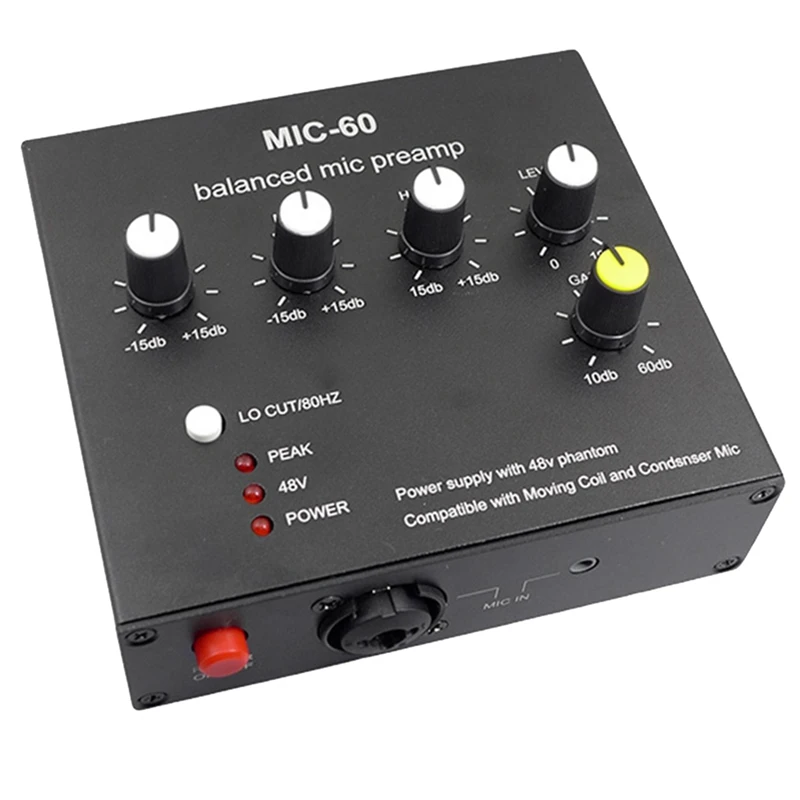 

Balanced Dynamic Microphone Amplifier Condenser Microphone Amplifier MIC-60 With 48V Phantom Power