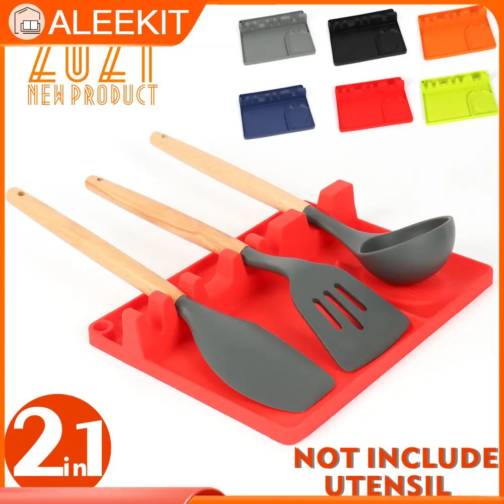 

2021 Kitchen Spoon Holders Fork Spatula Rack Shelf Organizer silica gel Spoon Rest Chopsticks Holder Non-slip Spoons Pad