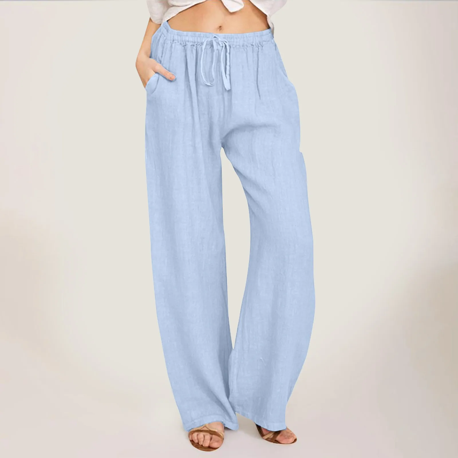 Women'S Fashion Wide Leg Pants Casual Elastic Waist Lace-Up Trousers Female Solid Color Oversized Long Pants Joggers Pantalon
Women'S Fashion Wide Leg Pants Casual Elastic Waist Lace-Up Trousers Female Solid Color Oversized Long Pants Joggers Pantalon