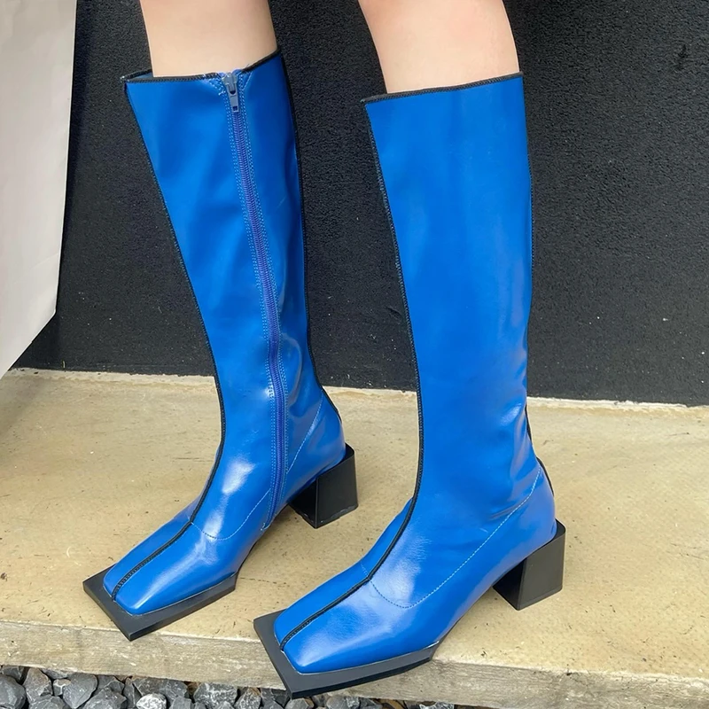 Ботинки Челси женские до колена, модные современные офисные сапоги в западном стиле, квадратный носок, каблук в Корейском стиле 
Ботинки Челси женские до колена, модные современные офисные сапоги в западном стиле, квадратный носок, каблук в Корейском стиле